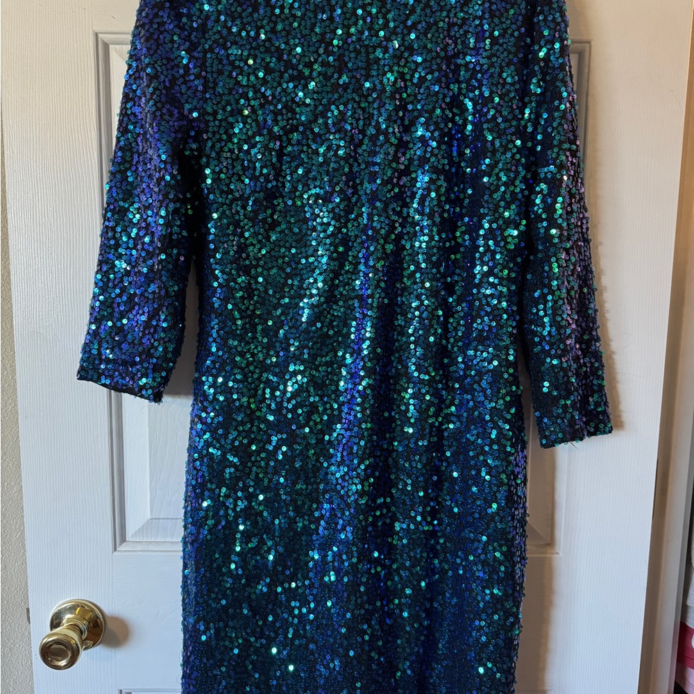 H&M Sequin Blue and Green Dress